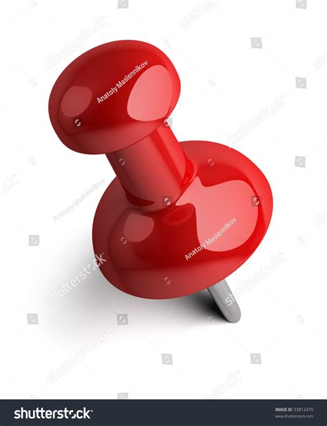 Red Pushpin D Image Isolated White Stock Illustration