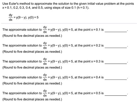 Solved Use Euler S Method To Approximate The Solution To The Chegg