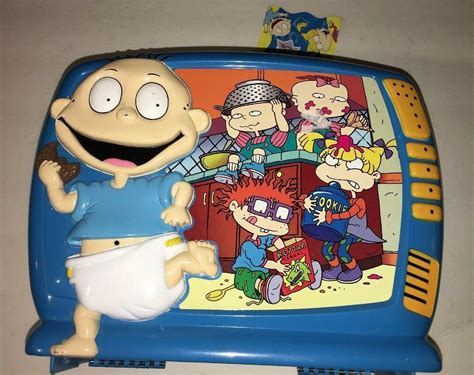 Rugrats Nickelodeon 1998 Rare Blue Plastic Lunch Box Tv Cartoon Tommy