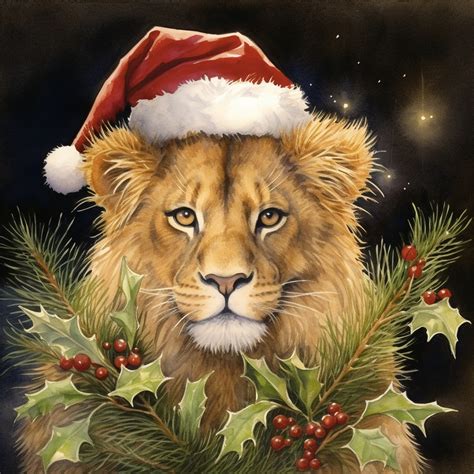 Christmas Lion Calendar Art Free Stock Photo Public Domain Pictures