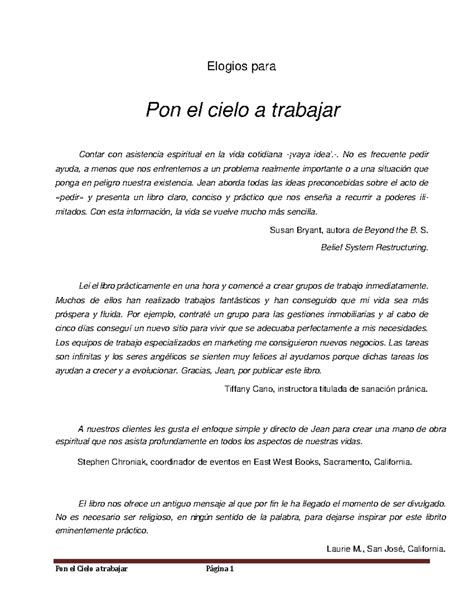 PON EL Cielo A Trabajar Elogios Para Pon El Cielo A Trabajar Contar