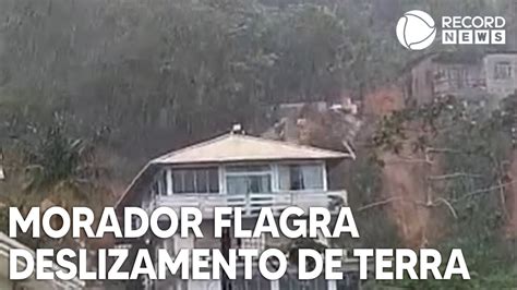 Morador Flagra Deslizamento De Terra Durante Temporal Em Sc Youtube