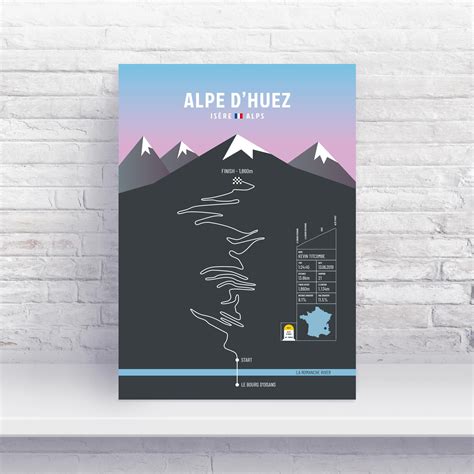 Personalised Alpe Dhuez Cycling Print Tour De France Cycling Climb