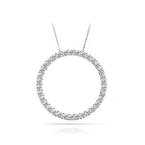 Diamond Circle Necklace In White Gold 12 Ctw