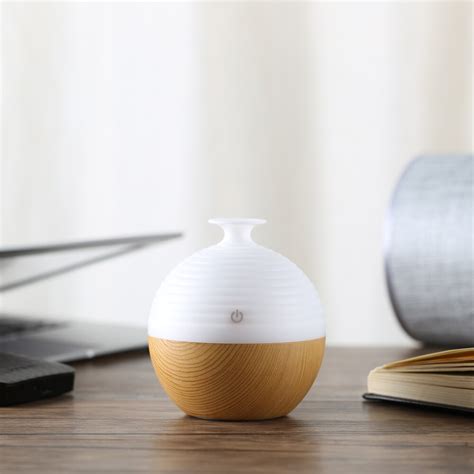 Wood Grained Portable Usb Mini Ultrasonic Water Led Light Humidifier