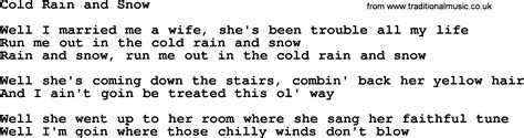 Cold Rain And Snow By The Byrds Lyrics With Pdf