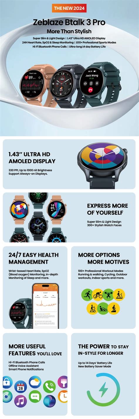 Zeblaze Btalk Pro Smart Watch Amoled Display Gadget N Music