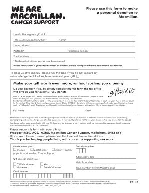 Fillable Online Macmillan Org Please Use This Form To Make A Personal