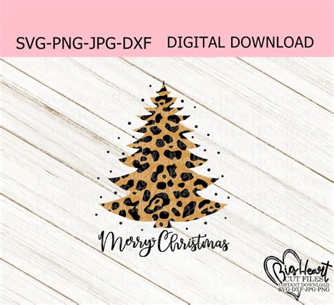 Leopard Pine Tree Svg Png  Dxf Merry Christmas Svg Etsy