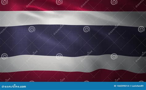 Realistic Waving Flag Of Thailand D Rendering Stock Illustration