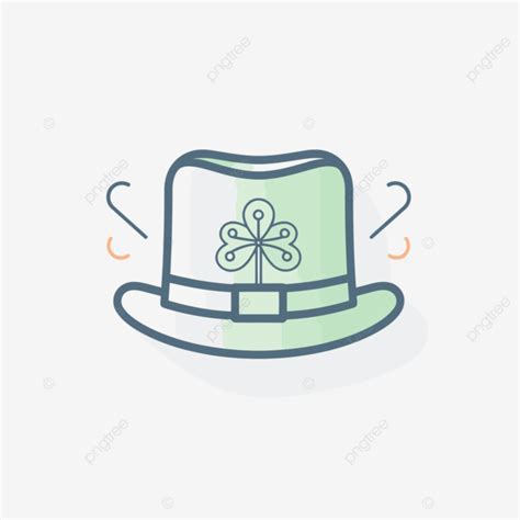 Green Hat Icon With An Open Leaf And Clover Symbols In The Background