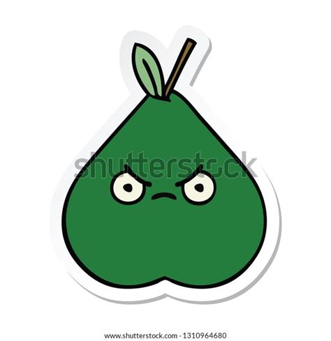 Sticker Cute Cartoon Angry Pear Stock Vector Royalty Free 1310964680