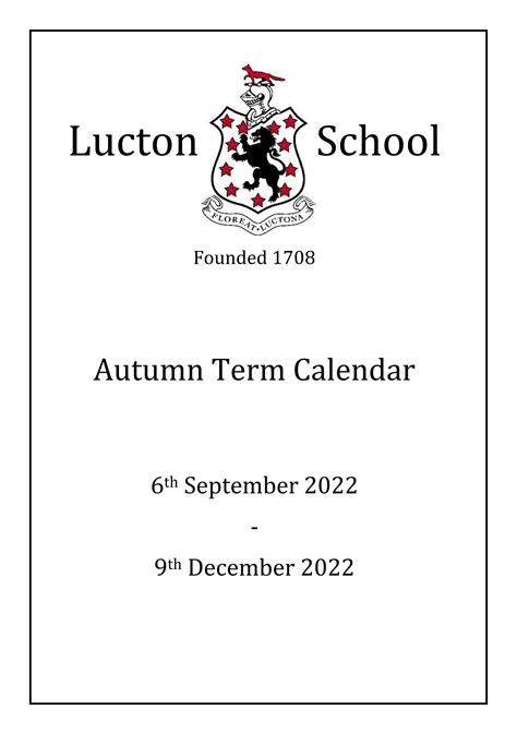 Autumn 2022 Calendar By Luctonschoolherefordshire Issuu