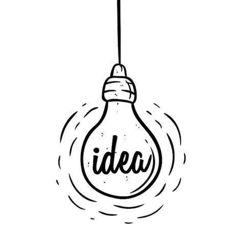 Premium Vector Doodle Art Hanging Light Bulb With Idea Concept