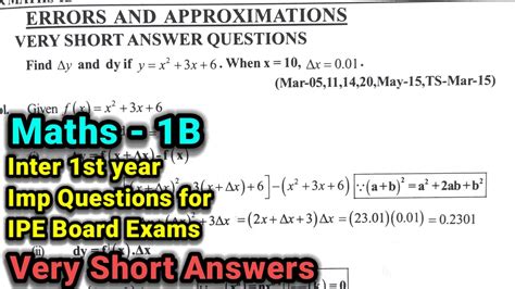 Inter St Year Maths B Errors And Approximations Chapter