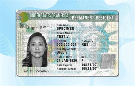 Usa Permanent Resident Card Template Green Card