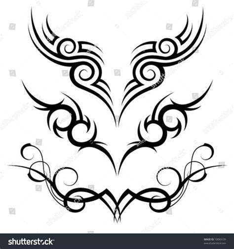 Three Black Tribal Tattoo Motive On vector de stock libre de regalías