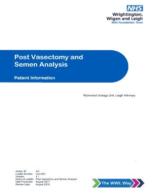 Fillable Online Post Vasectomy And Fax Email Print Pdffiller