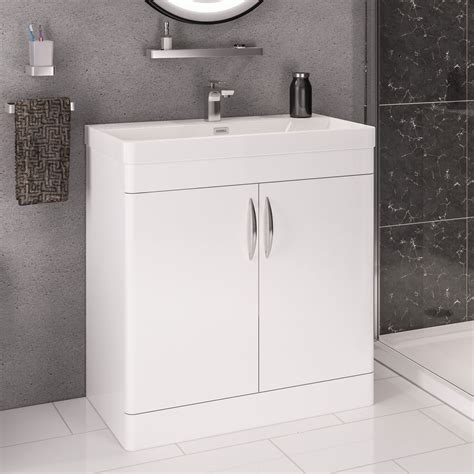 Cavone 800 Double Door High Gloss White Floor Mounted Vanity Unit