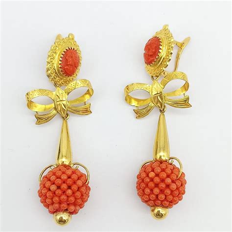 Kt Gold Earrings Coral Catawiki