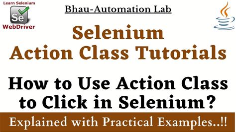 How To Use Action Class To Click In Selenium Webdriver Automation