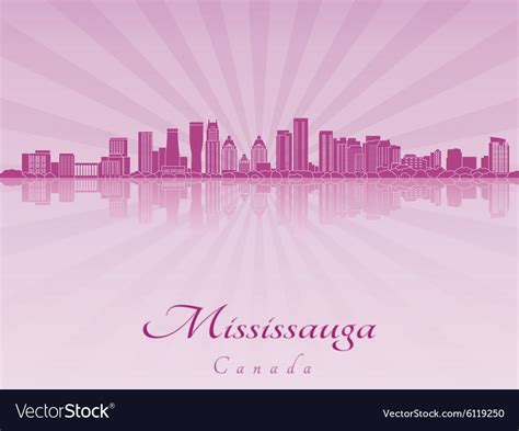 Mississauga skyline in purple radiant orchid Vector Image