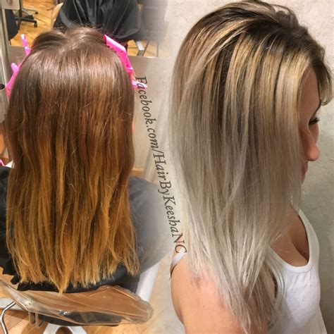 Before And After Platinum Ombre Balayage Root Shade Keesha