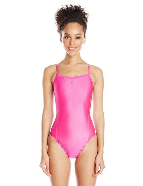 Speedo Womens Solid Logo Flyback One Piece Swimsuit 49 Kylie