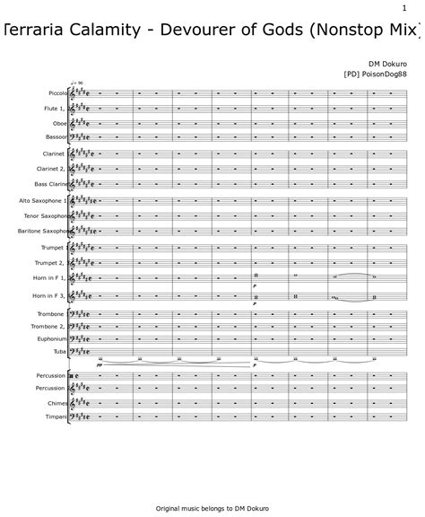 Terraria Calamity Devourer Of Gods Nonstop Mix Sheet Music For