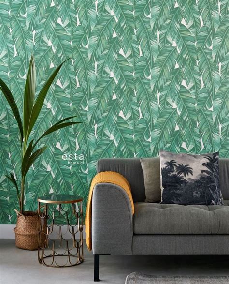 Papier Peint Esta Home Jungle Fever Feuilles De Bananier Vert 139014