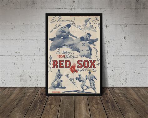 Boston Red Sox Print Vintage Baseball Poster Retro Etsy