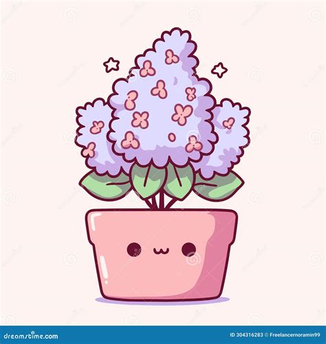 Kawaii Plant In A Flower Pot Vector Illustration Cartoondealer