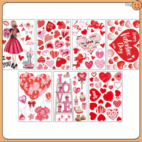 1 Set Valentine S Day Window Cling Sticker Window Decal Valentine S Day