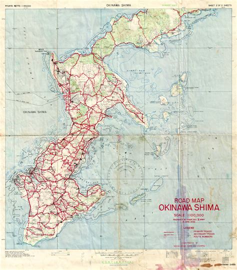 Wwii Japan Okinawa Road Map Okinawa Shima The Old Map Gallery