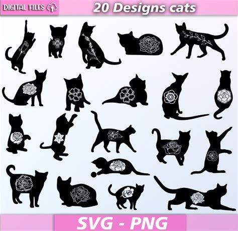 Cats Bundle Svg Cats Silhouette Cat Svg Cat Clipart Etsy