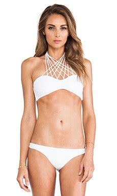 Mikoh Swimwear Kahala Front Criss Cross Halter Top In Foam Revolve