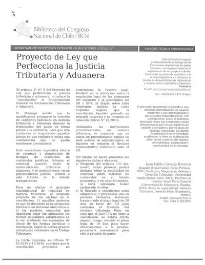 Proyecto De Ley Que Perfecciona La Justicia Tributaria Y Aduanera