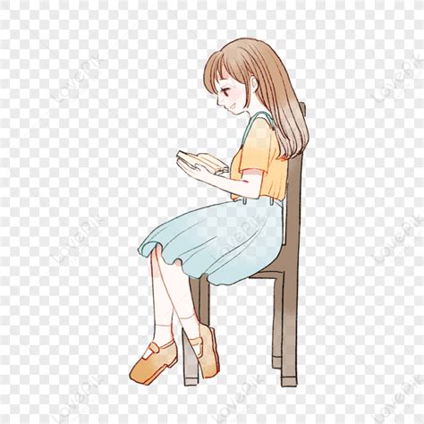 Girl Sitting In A Chair Reading Girl Girl Reading Png Transparent