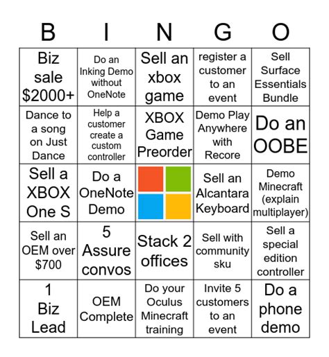 Microsoft Bingo Bingo Card