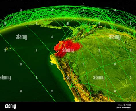 Ecuador On Digital Planet Earth With International Network Representing