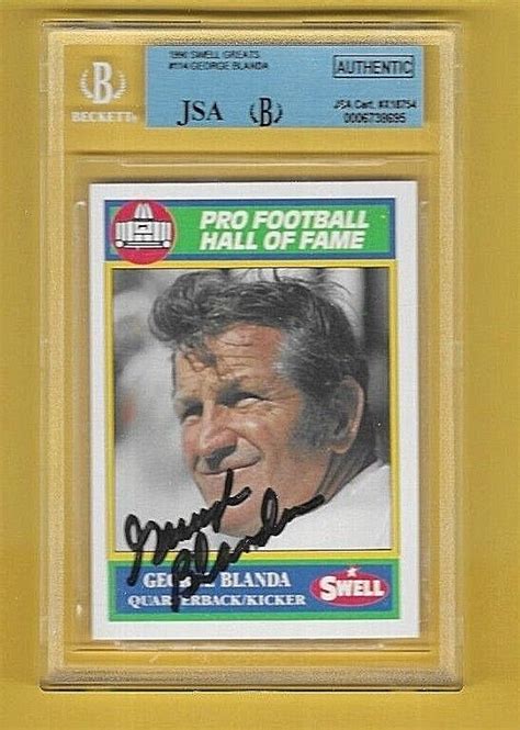 George Blanda Autographed Signed Autograph 1990 Swell Great #114 ...