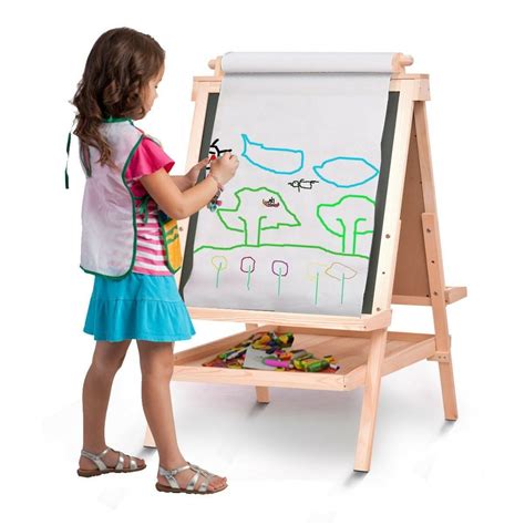 All In One Kids Double Side Wooden Art Craft Easel Painting Board W