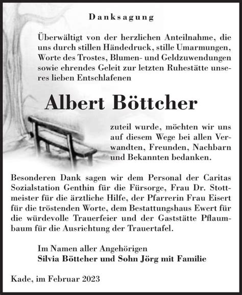 Traueranzeigen Von Albert B Ttcher Abschied Nehmen De