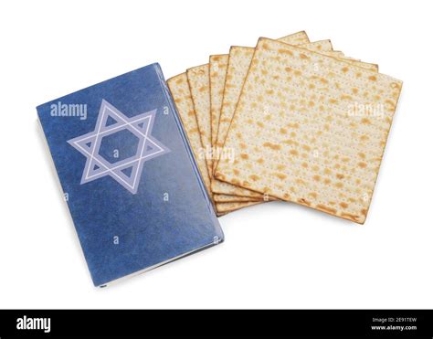 Jewish Flatbread Matza For Passover And Torah On White Background Stock