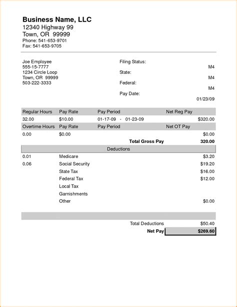 Fillable Adp Pay Stub Template