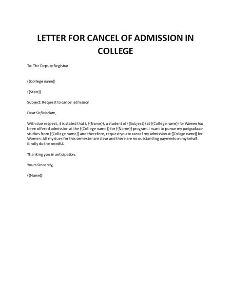 How To Write A Cancellation Letter For College Admission