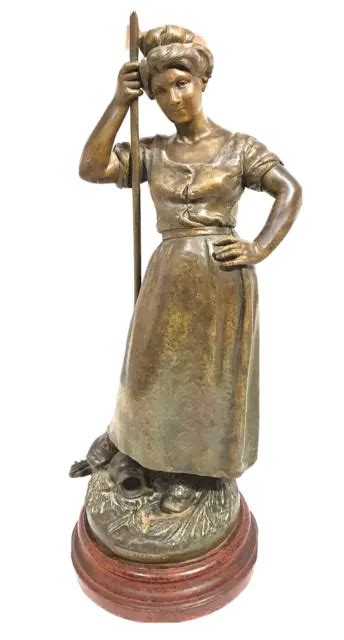 MAGNIFIQUE GRANDE STATUE 60 cm Femme Le Repos Régule Patiné Bronze