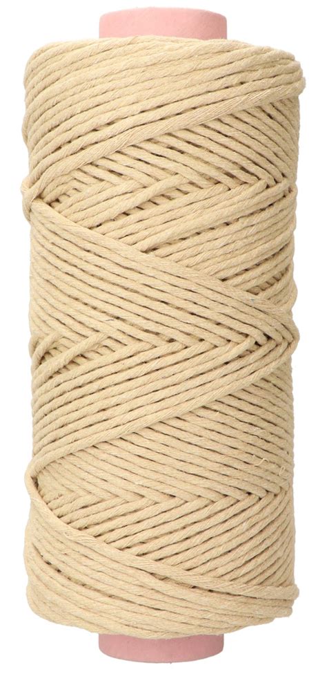 Sand Beige 3mm Makramee Baumwollschnur Einfachgedreht 150 Mtr 500 Gram