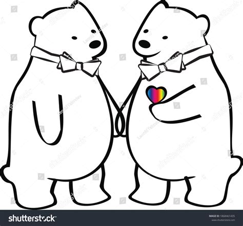 Cute Polar Bear Gay Couple Love Stock Vector Royalty Free 1868461435 Shutterstock