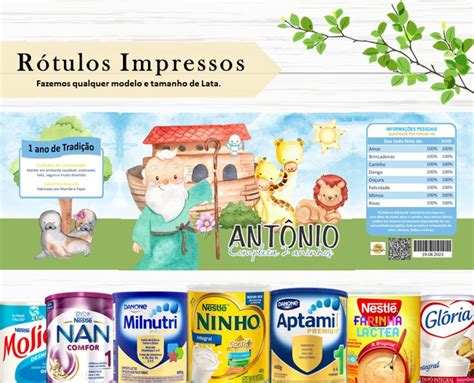 Rótulo Lata de Leite 800g Arca de Noé Elo7 Produtos Especiais